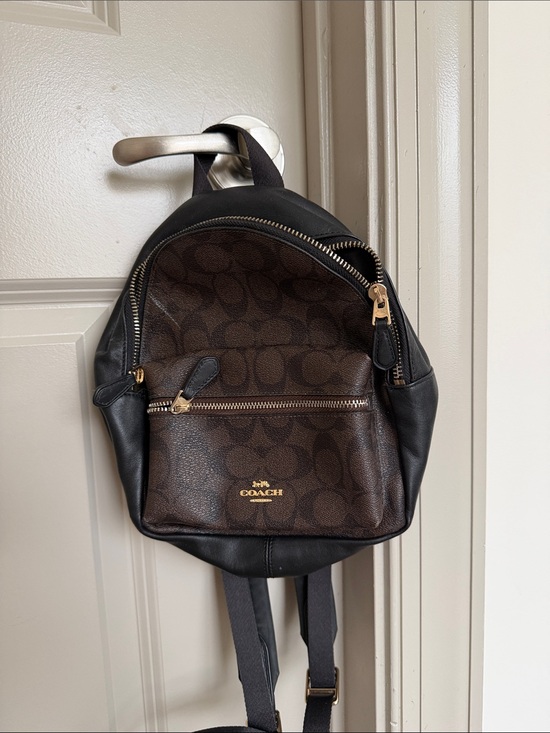 Coach Other - Coach Brown & Black Signature Mini Backpack with Gold Hardware
